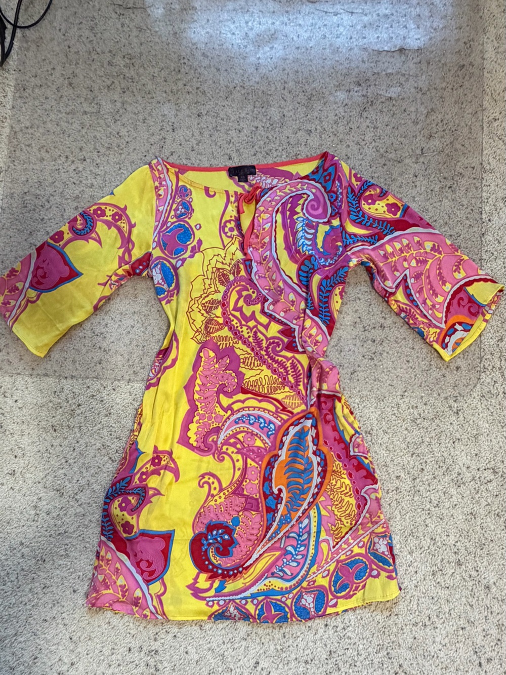 Hale Bob 100% silk Vibrant Paisley Yellow & Pink Dress